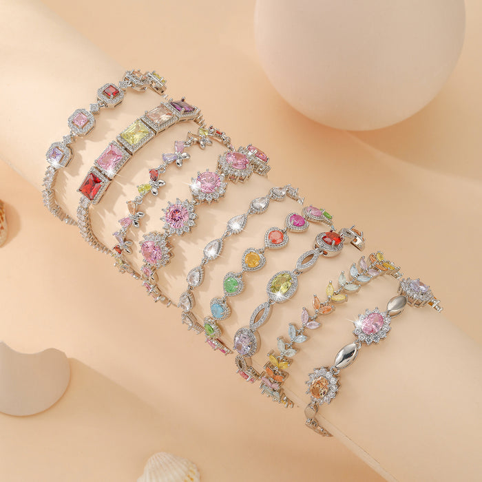 Wholesale Colored Zircon Love Water Drop Bracelet JDC-BT-Bein003