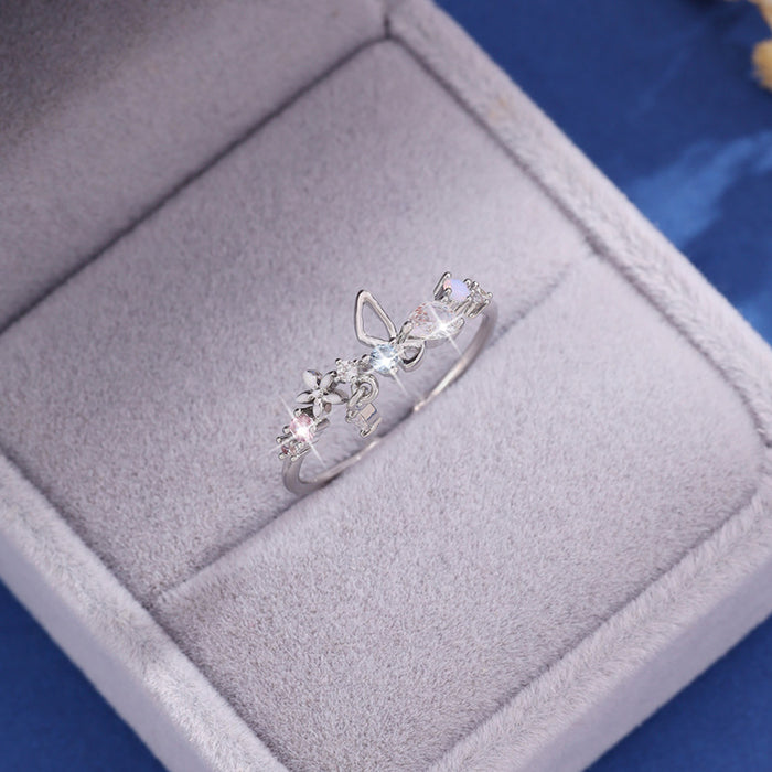Wholesale Alloy Diamond Butterfly Open Ring JDC-RS-ZhuoM001