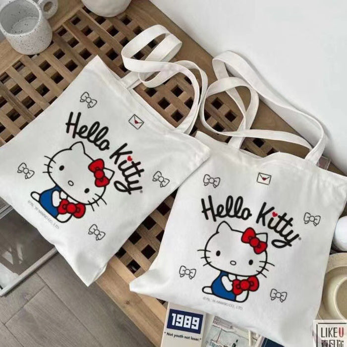 Wholesale Canvas Cute Cat Large Capacity Student Shoulder Bag