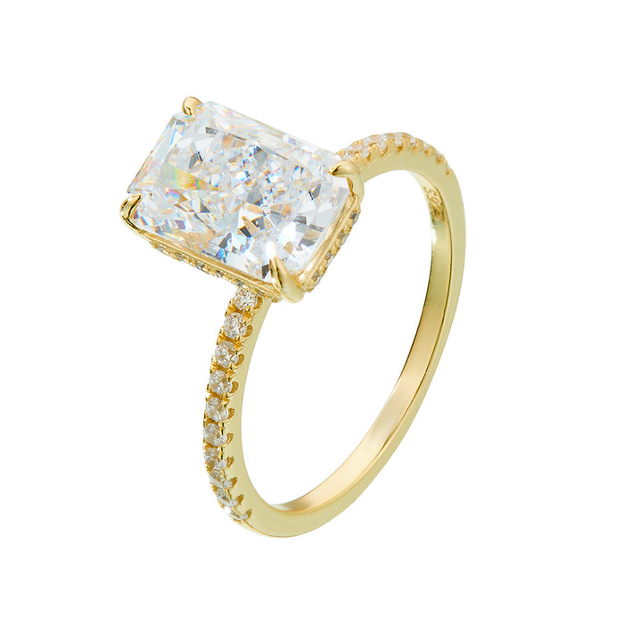 Wholesale sterling silver ice flower diamond ring fashion luxury temperament ring