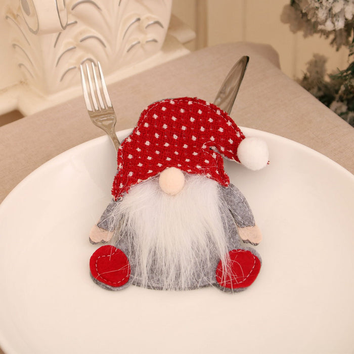 Wholesale dwarf knife and fork set for the old man without face Rudolph tableware set Christmas hotel table decoration supplies