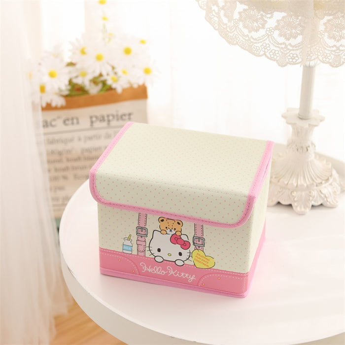 Wholesale Leather Cartoon Desktop Storage Box Foldable Flip Dustproof Cosmetic Case (S) JDC-CS-YC001