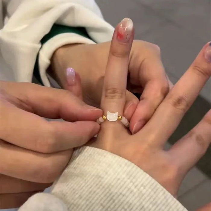 Wholesale shell cartoon black cat ring all-match bracelet