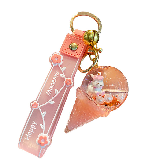 Wholesale Acrylic Ice Cream Unicorn Quicksand Keychain JDC-KC-ManL003