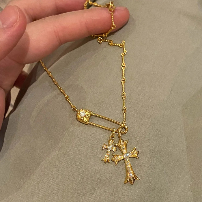 Wholesale Gold Cross Pendant Necklace Fashion Jewelry Accessory Gift For Women