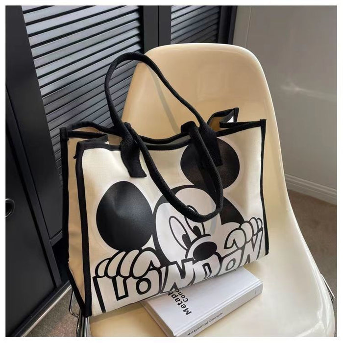 Wholesale cartoon canvas bag niche design commuter bag for women large capacity tote canvas bag