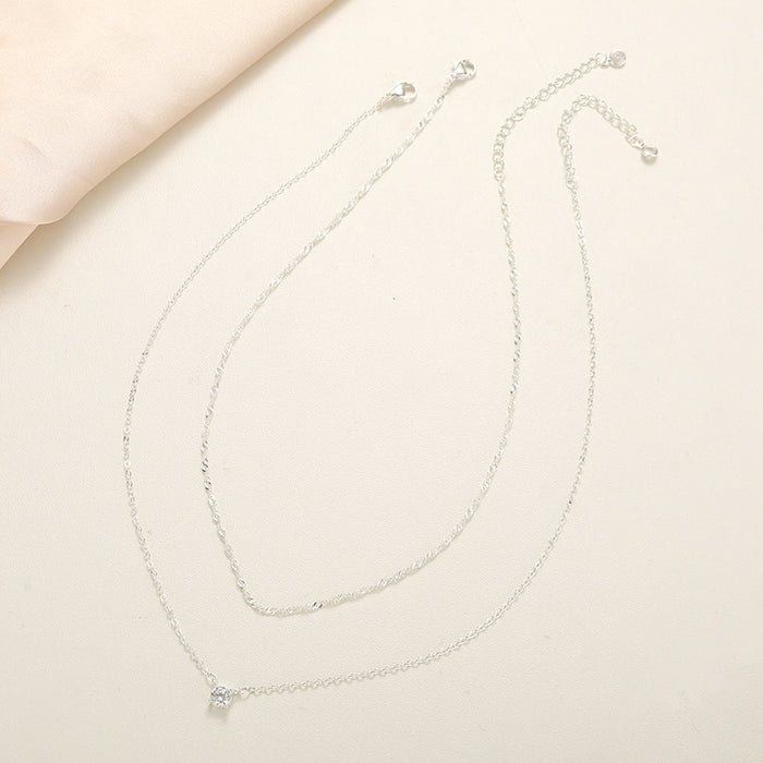 Wholesale Double layered zircon necklace with niche design, versatile and simple collarbone chain