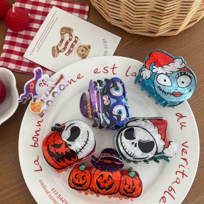 Wholesale  Hair Claw Clip  Pumpkin Head Witch Design Funny Face PVC Women S Holiday Hair Accessory For Boutique Resale