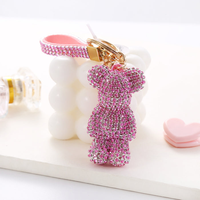 Wholesale Cartoon Rhinestone  Plush Keychain Cute Key Ring