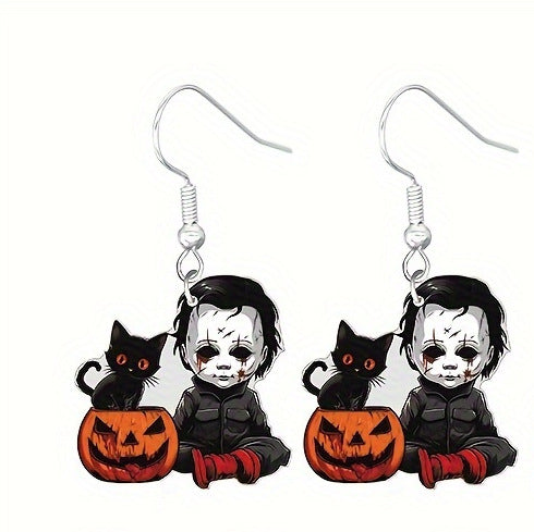 Wholesale  Cartoon Acrylic Earrings 2D Skull Clown Pumpkin Design Trendy Fashion Accessory For Party Gift Boutique Resale