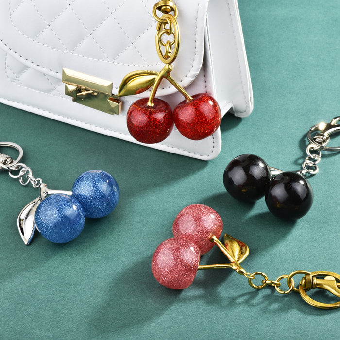 Wholesale Red Cherry Keychain Bag Pendant Women' s Bag Jewelry Exquisite Car Keychain