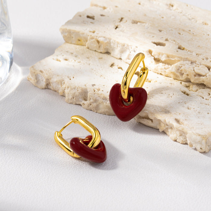 Wholesale 3D vintage black heart-shaped pearl earrings