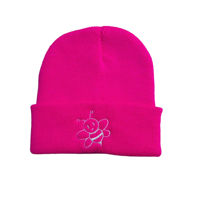 Wholesale Children' s embroidered bee knitted acrylic wool hat cute all-match warm earmuffs