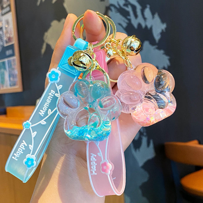 Wholesale Oil-filled Preserved Flower Cat' s Paw Sand Bottle Keychain