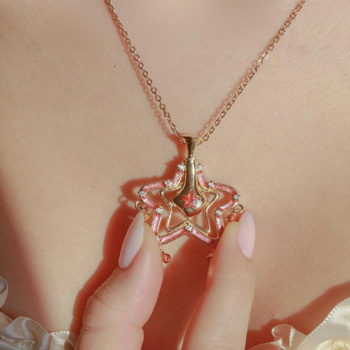 Wholesale Quicksand Bottle Zircon Necklace Pentagram Heart Fairy Tale Style