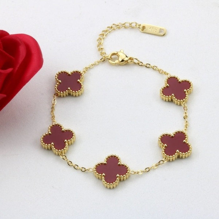 Wholesale 13mm Four Leaf Clover Bracelet Non Fading Five Flower Fritillaria Versatile Bracelet, Unique Handpiece