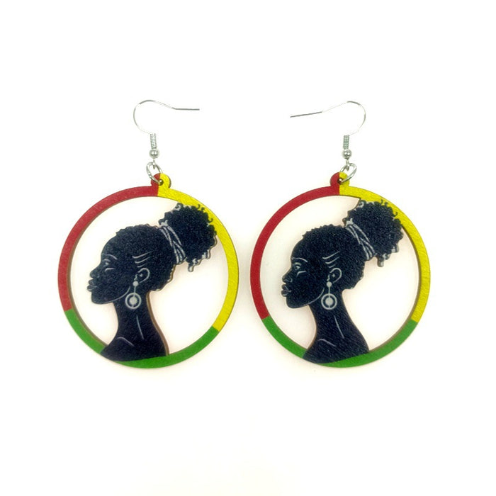 Wholesale Wooden African Map Earrings JDC-ES-Yinxue005