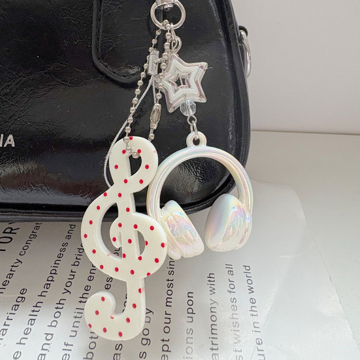Wholesale Vintage Music Note Star Acrylic Keychain Bag Charm Trendy Accessory Gift