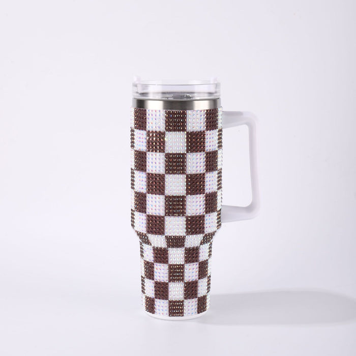 Wholesale Checkerboard Rhinestone 40oz Insulated Tumbler Stainless Steel