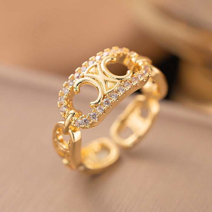 Wholesale Copper Gold Plated Ring Women's Summer Trendy Hand Jewelry