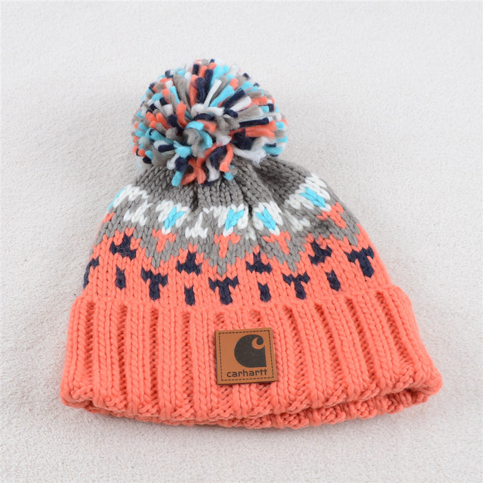 Wholesale Woolen Ball Jacquard Knit Caps (F) JDC-FH-KuT020