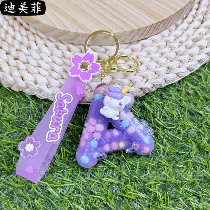 Wholesale Candy colored letter keychain, colorful beads, exquisite beans, cute student backpack pendant, gift