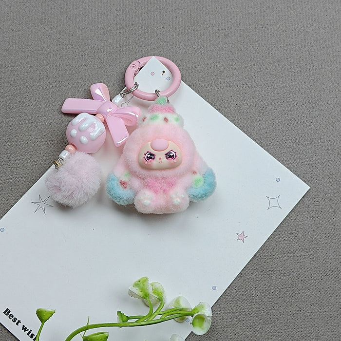 Wholesale Flocked Cartoon Cute Particle Keychain Bag Charm