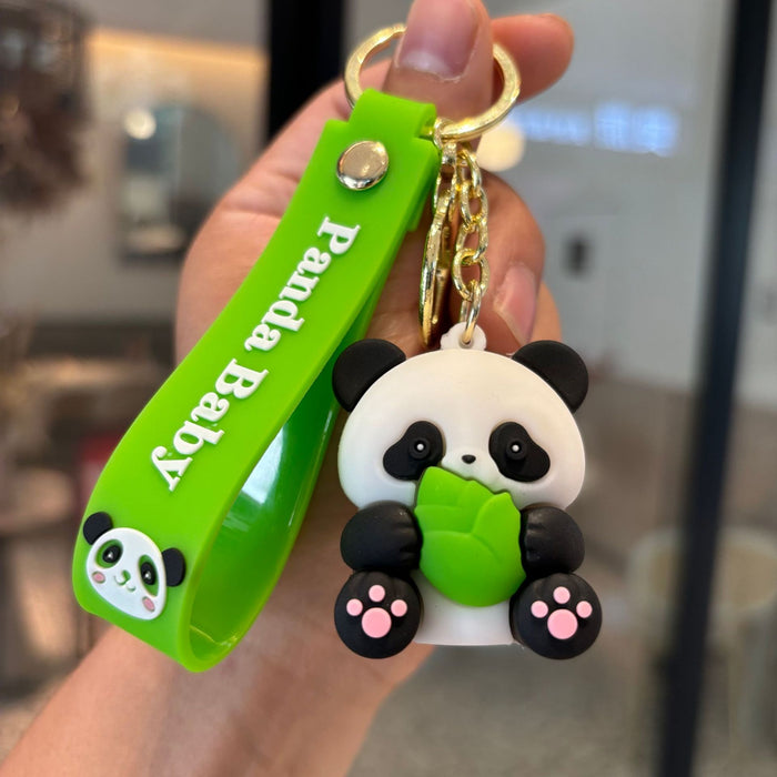 Wholesale Bamboo Panda Silicone Cartoon Doll Keychain JDC-KC-PengYu022