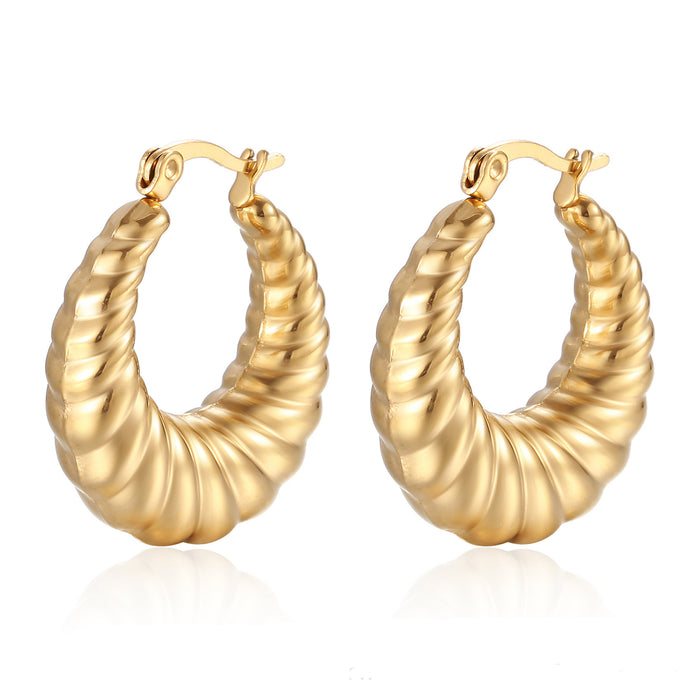 Wholesale Stainless Steel Gold-Plated Hollow Geometric Earrings
