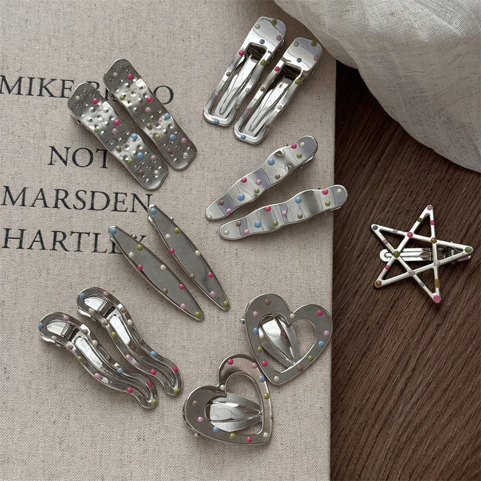 Wholesale Silver Metal Hair Clips with Colorful Dots