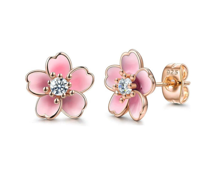 Wholesale Cute Multi-color Cherry Blossom Flower Earrings JDC-ES-Hanyi008