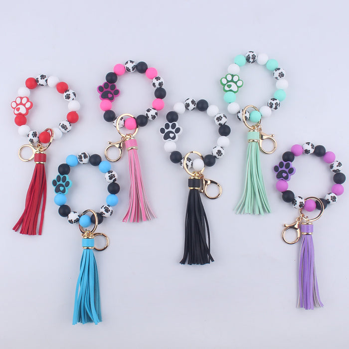 Wholesale silicone bead bracelet wrist keychain