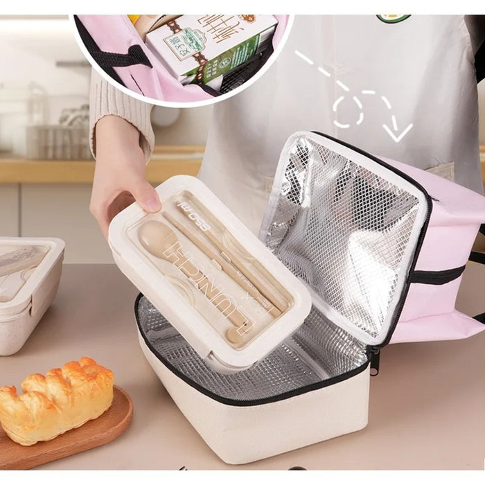 Wholesale Cartoon Double Layer Insulated Lunch Bag Oxford Fabric Picnic Tote Casual Outing Gift