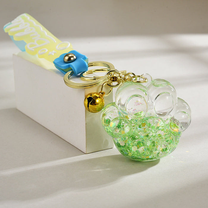 Wholesale  acrylic oil luminous bubble beads quicksand cat claw keychain bag pendant small gift
