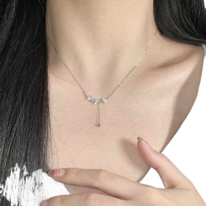 Wholesale Tassel wheat ear necklace, light luxury, fashionable, niche design, collarbone chain