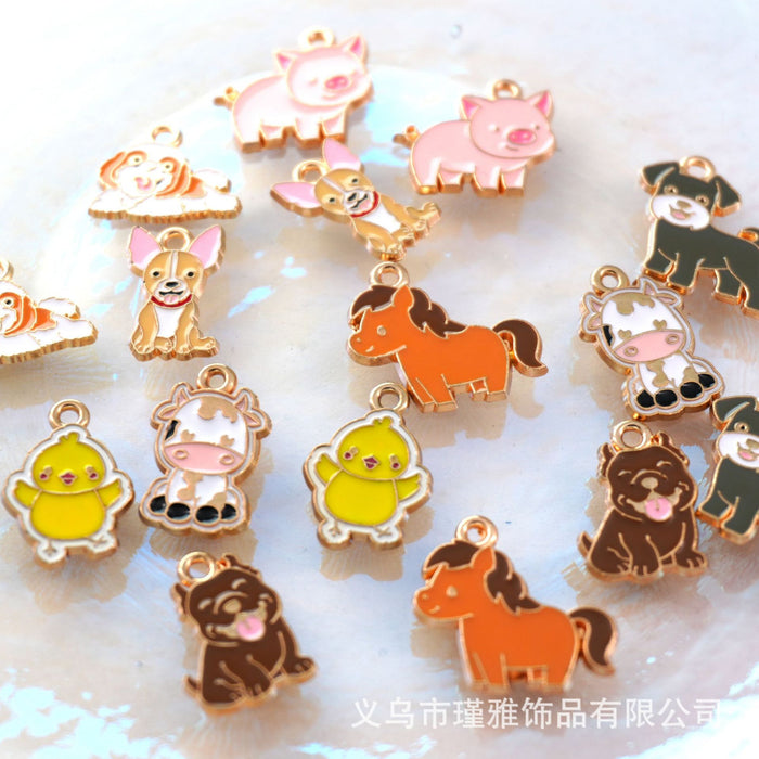 Wholesale 10pcs Small Animal Cow Pony Negative Alloy Oil Drop DIY Jewelry Accessories Cute Bracelet Pendant Pendant