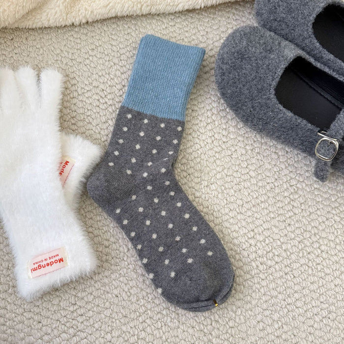 Wholesale Cute socks with contrasting colors, thick and warm socks, looped socks, stacked socks