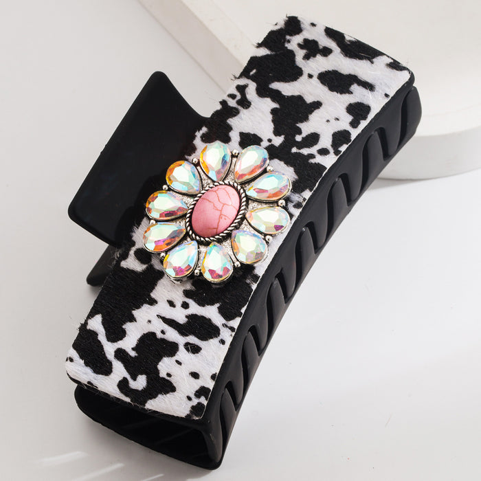 Wholesale Hair Clip Leopard Shark Clip Turquoise Accessories Vintage Leopard Leather Clip Trendy Hair Accessories