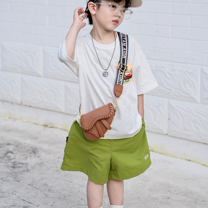 Wholesale New retro woven mini saddle bag for children, high-end handbag, broadband crossbody bag