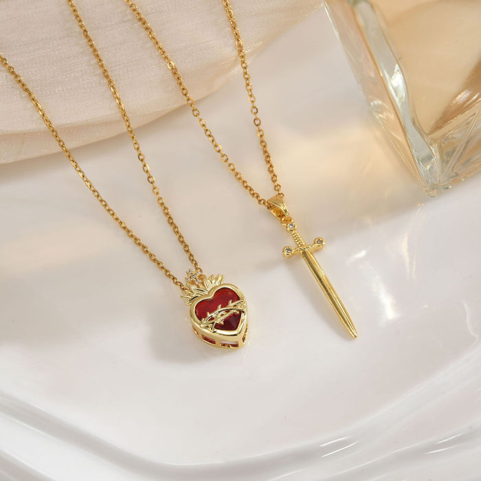 Wholesale Arrow through the heart couple pendant necklace set for Valentine' s Day