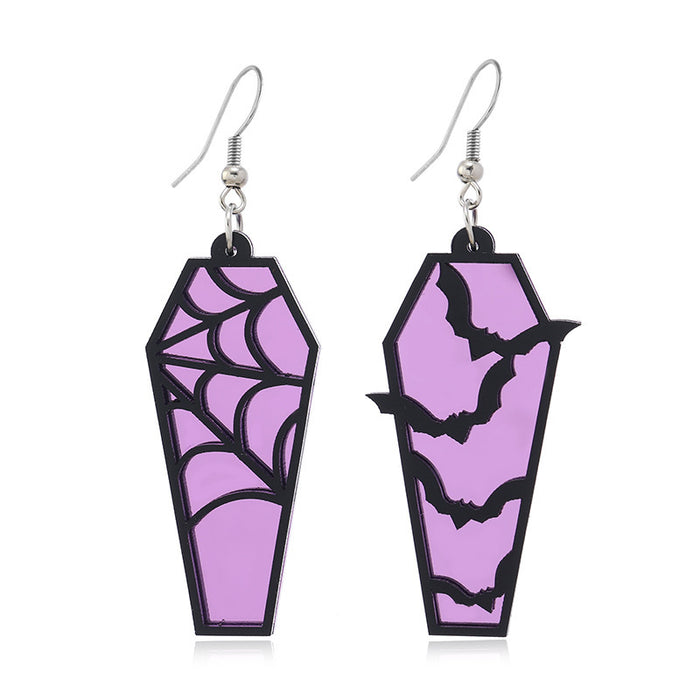 Wholesale Retro  Earrings  Pumpkin Witch Acrylic Earrings Personalized Coffin Cut Out