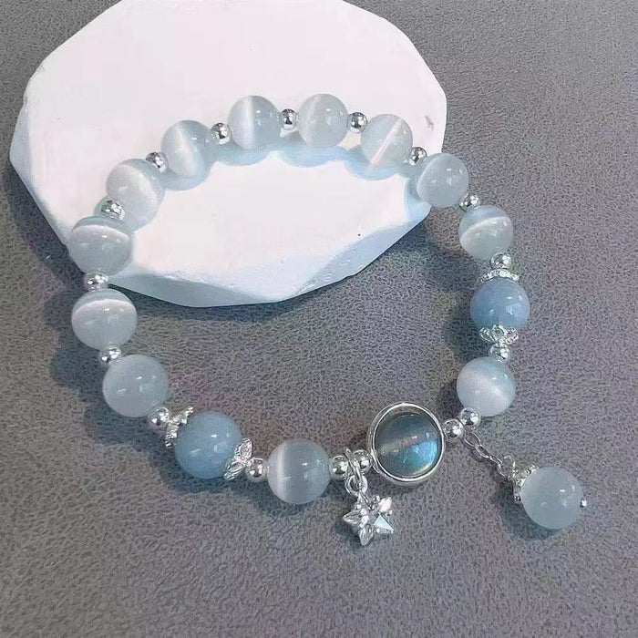 Wholesale Cat's Eye Stone Bracelet, niche design, crystal pentagram gray moonlight bracelet