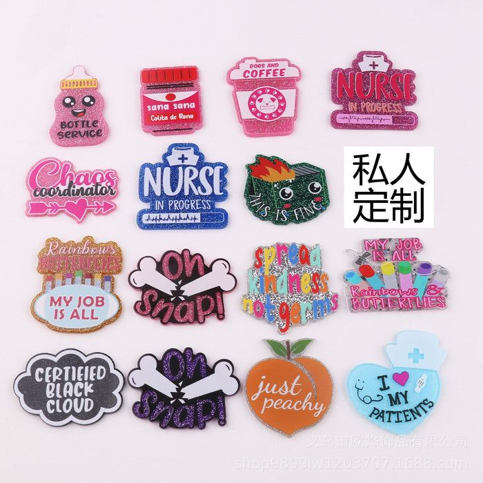 Wholesale 10pcs Cartoon Nurse Acrylic Patch Telescopic Buckle Accessories JDC-FK-OuYie001