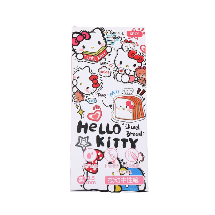 Wholesale 6pcs Cute Toast Cat Press Pen Quick-drying Cartoon Gel Pen
