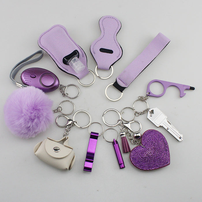 Wholesale Hair Ball Diamond Love Multifunctional DIY 11-piece Keychain JDC-KC-TouMS049