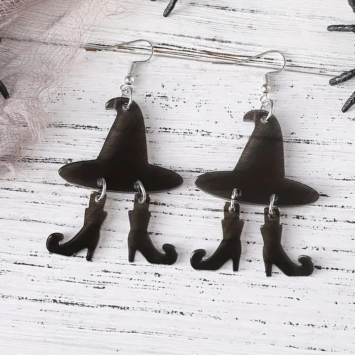 Wholesale   Evil Witch Hat Boots Halloween Earrings JDC-ES-Zhanh007