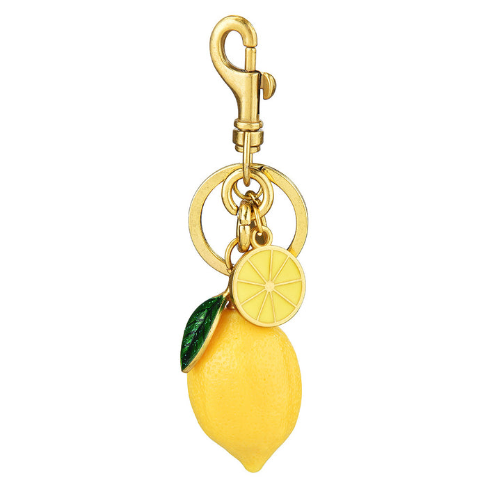 Wholesale Lemon Fruit Keychain Alloy Bag Charm Car Key Accessory Gift