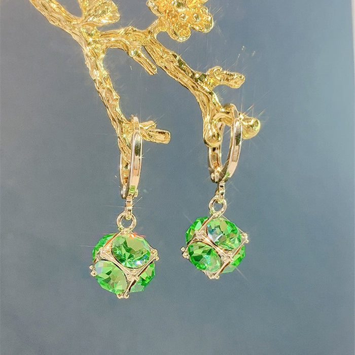 Wholesale Zircon diamond ball copper earrings