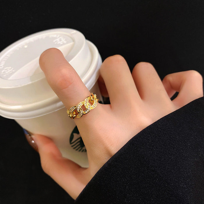 Wholesale Micro-inlaid Crystal Zircon Pearl Ring