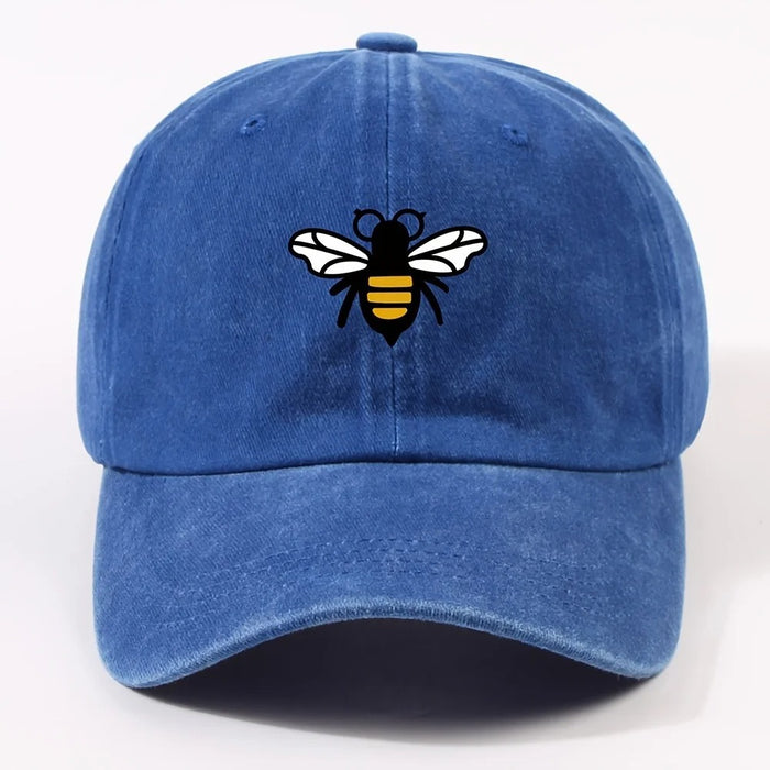 Wholesale Washed Distressed Cartoon Bee Print Baseball Cap Everyday Casual Fashion Accessory